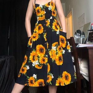 Adorable navy and yellow sunflower dress